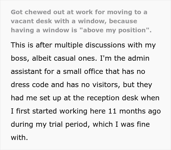 Worker Realizes How Lowly They’re Regarded After Getting Humiliated Over A Better Office Desk