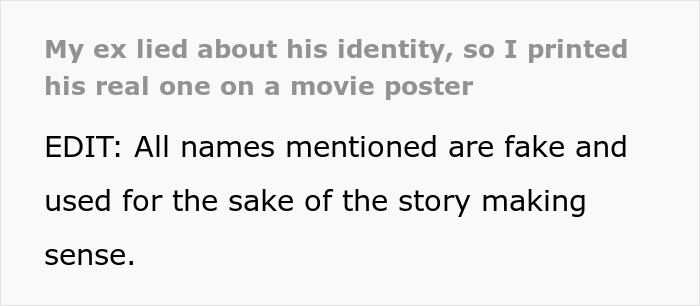 Woman Works Out That Her Boyfriend Was Faking His Identity, Exposes Him In A Movie Poster