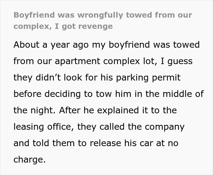 "The Employee Spit In His Face": GF Gets Revenge On Tow Company That Wrongfully Towed Her BF's Car