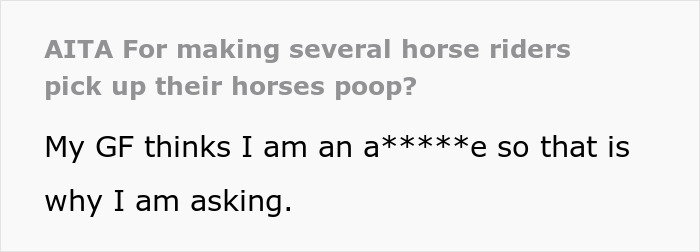 Entitled Horse Rider Made To Literally Scoop Horse Dung Into Her Backpack After Being Caught By Landowner Entitled Horse Rider Made To Literally Scoop Horse Dung Into Her Backpack After Being Caught By Landowner