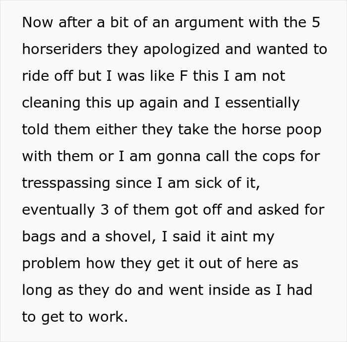Entitled Horse Rider Made To Literally Scoop Horse Dung Into Her Backpack After Being Caught By Landowner Entitled Horse Rider Made To Literally Scoop Horse Dung Into Her Backpack After Being Caught By Landowner
