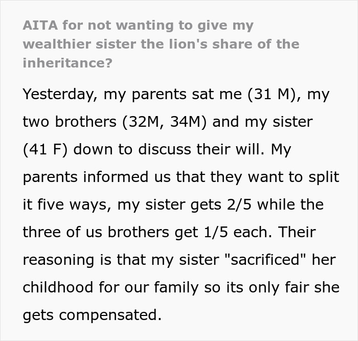 Guy Seeks Support Online After Refusing To Give Up Part Of His Inheritance To Elder Sister