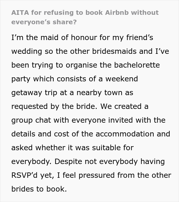 MOH Unwilling To Book An Airbnb Before Every Participant Chips In Upfront, Wonders If She's A Jerk
