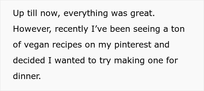 Husband Gets The Silent Treatment After Partner Finds Out The Dinner He Ate Was Vegan Husband Gets The Silent Treatment After Partner Finds Out The Dinner He Ate Was Vegan