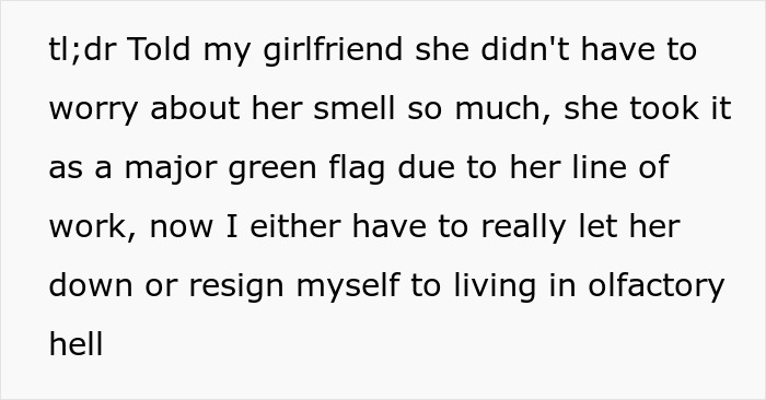 “I Think This Turned Out To Be A Big Mistake”: Guy Regrets Saying He Doesn't Mind GF’s Smell “I Think This Turned Out To Be A Big Mistake”: Guy Regrets Saying He Doesn't Mind GF’s Smell