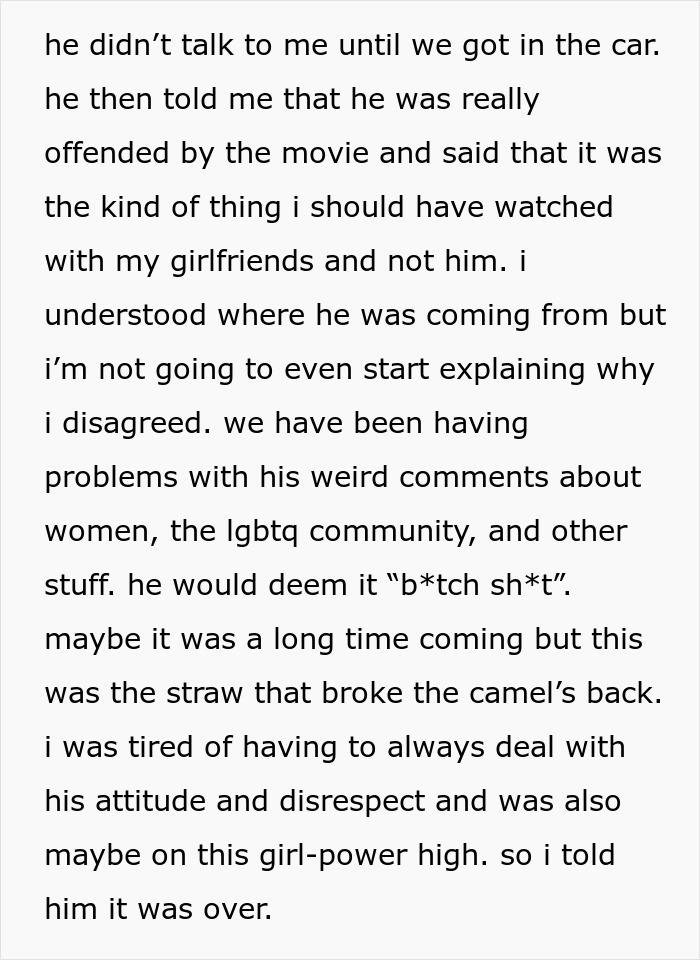 Woman Dumps Boyfriend Over His Bigoted Reaction To Barbie Movie Woman Dumps Boyfriend Over His Bigoted Reaction To Barbie Movie