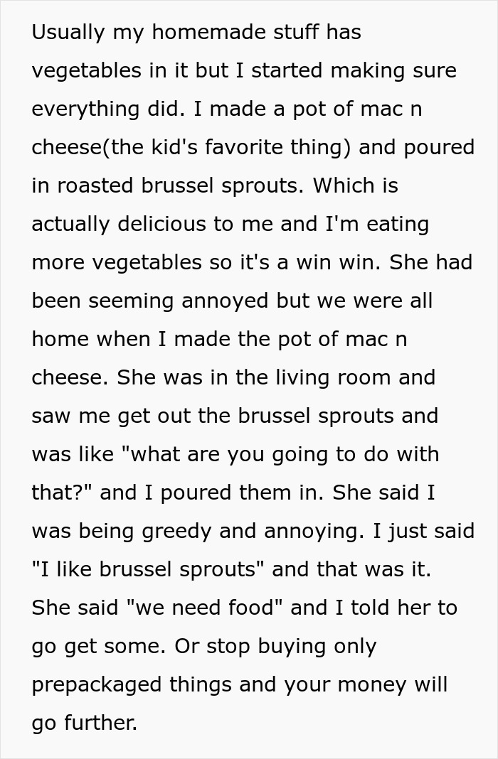 “I Put Veggies In My Food To Stop My Roommate’s Kid From Eating It. Mom Threatens Legal Action” “I Put Veggies In My Food To Stop My Roommate’s Kid From Eating It. Mom Threatens Legal Action”