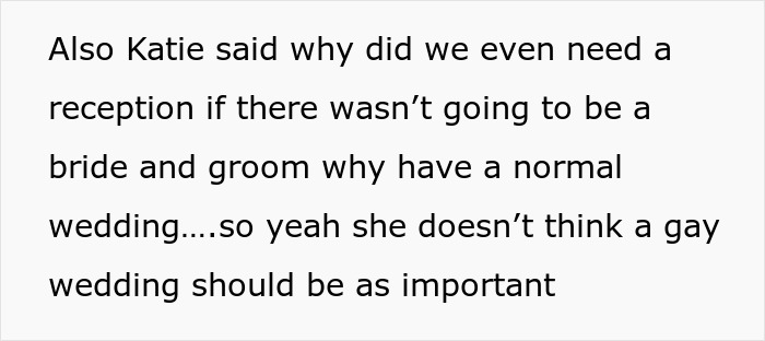 “Sister Wants My Wedding Because It Doesn’t Count As I’m Gay” “Sister Wants My Wedding Because It Doesn’t Count As I’m Gay”