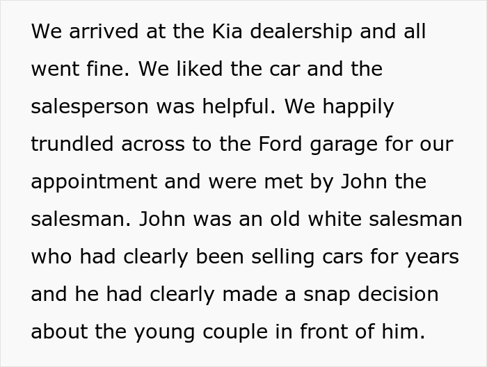Salesperson Assumed A Customer Couldn’t Afford A Car Which Came Back At Him In The Form Of A Pic