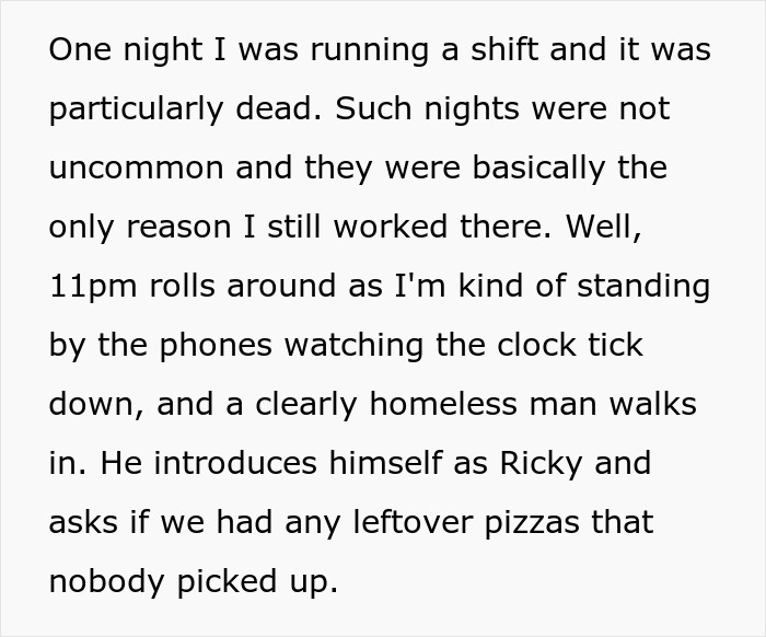 Worker Scolded For Trying To Buy A Homeless Man Pizza, Customer Finds A Brilliant Loophole Worker Scolded For Trying To Buy A Homeless Man Pizza, Customer Finds A Brilliant Loophole