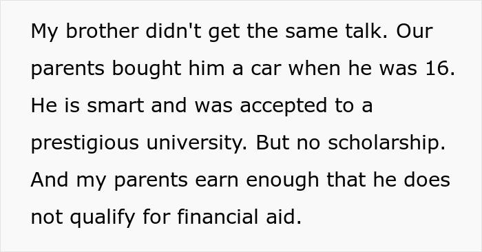 Person Refuses To Help Their ‘Golden’ Child’ Brother As They Had To Make It All On Their Own Person Refuses To Help Their ‘Golden’ Child’ Brother As They Had To Make It All On Their Own