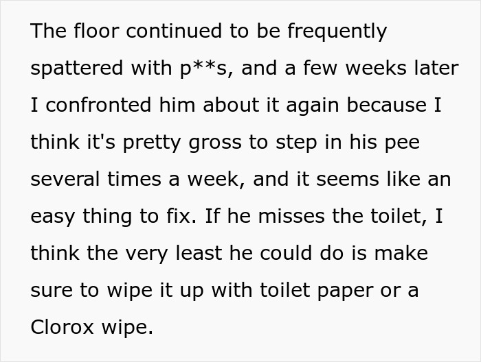 “The Bathroom Floor Was Suddenly Always Wet”: BF Keeps Missing The Toilet, GF Gets Resourceful “The Bathroom Floor Was Suddenly Always Wet”: BF Keeps Missing The Toilet, GF Gets Resourceful