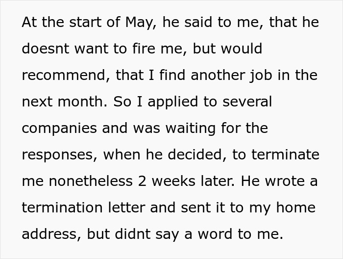 Boss Makes A “Minor Spelling Mistake” In Job Termination Letter, Eats Dirt When Employee Complies Boss Makes A “Minor Spelling Mistake” In Job Termination Letter, Eats Dirt When Employee Complies