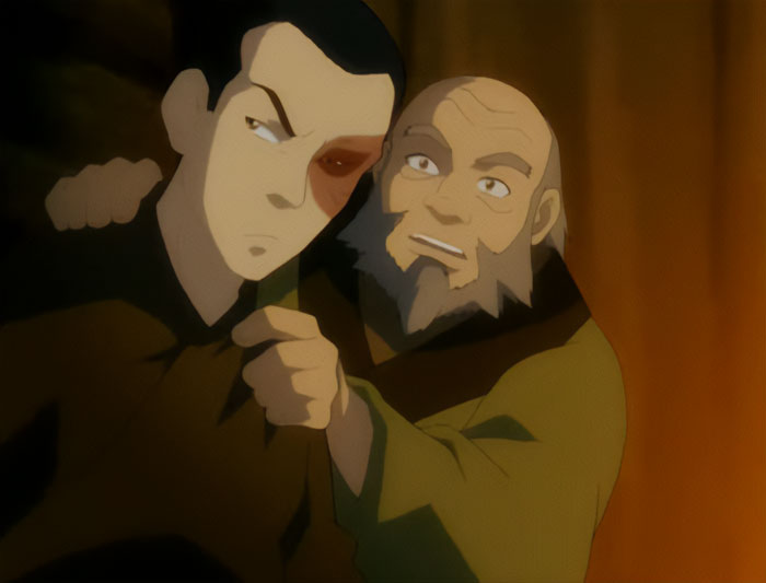 Uncle Iroh talking with Zuko
