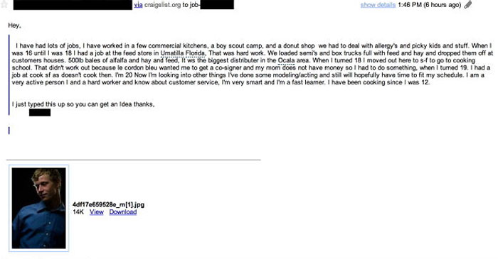 Received This "Resume" In Response To A Sous Chef Job I Posted