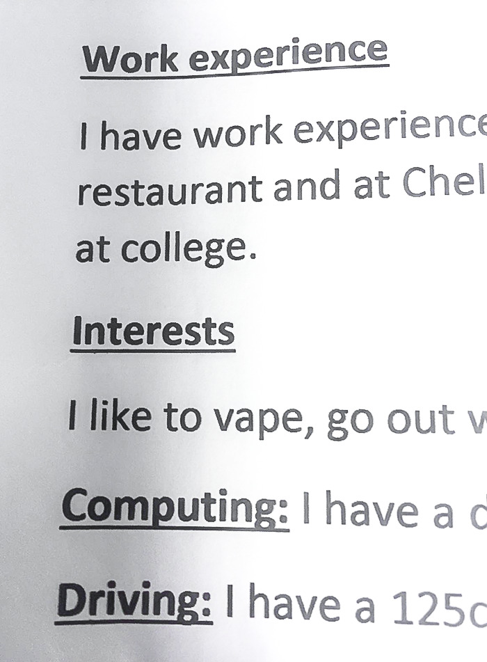 I Received A CV This Morning With An Interesting Choice Of Hobby Listed