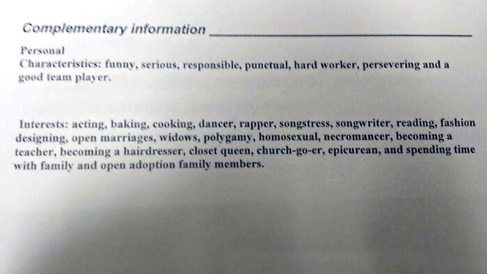 My Coworker Got A CV From A Girl A Few Days Ago, And Her Information Is Interesting