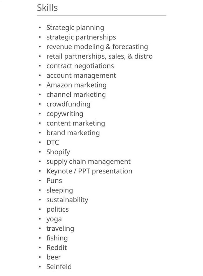 List Of Skills On A Resume That Was Sent To Me