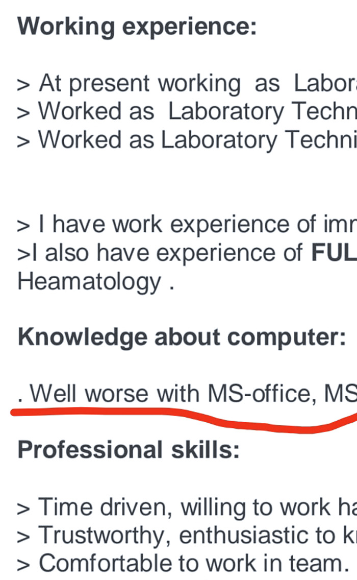 We Recently Received This Resume