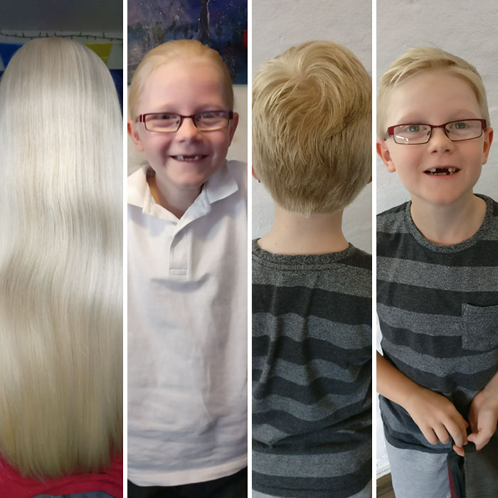 Today My Son Donated His Hair To The "Little Princess Trust"