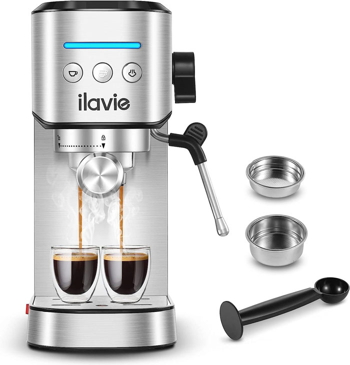 Picture of Ilavie espresso machine with steamer on amazon