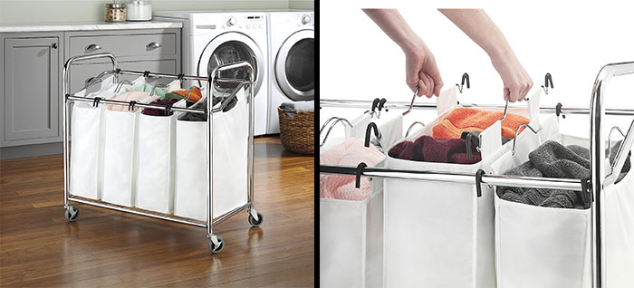 Whitmor 4 Section Rolling Laundry Sorter: Now $46.10 (Was $129.99)