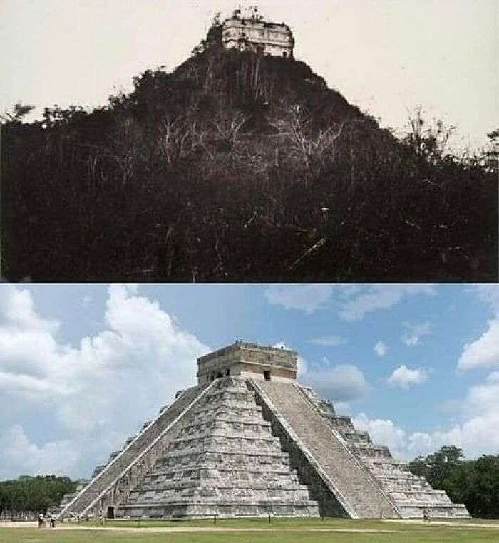 Chichén Itzá cuando se descubrió en 1892 vs. en el presente