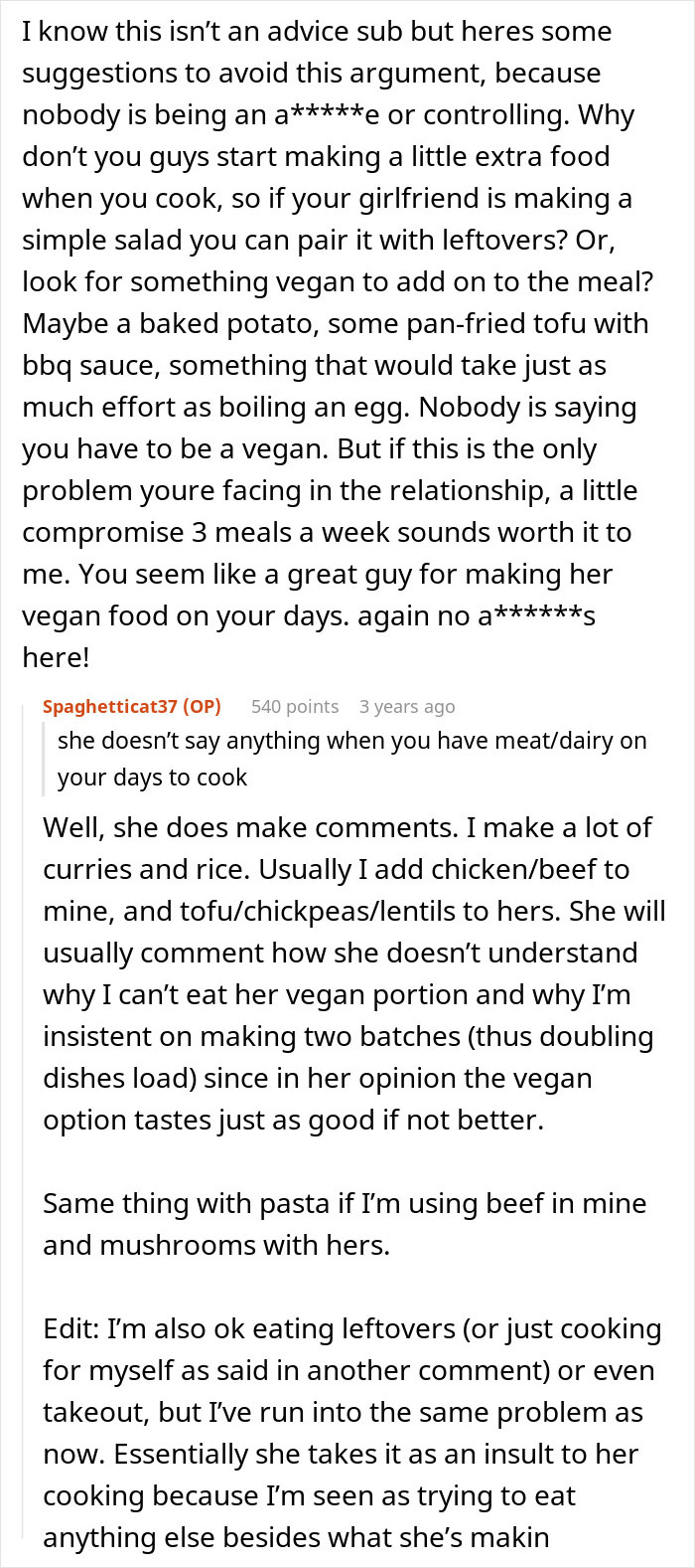 “AITA For Adding Meat To My Girlfriend’s Vegan Dishes?”