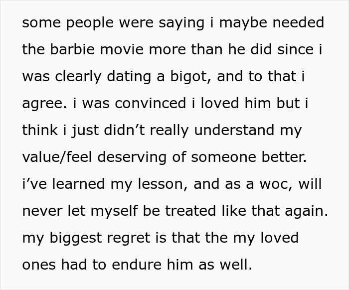 Woman Dumps Boyfriend Over His Bigoted Reaction To Barbie Movie Woman Dumps Boyfriend Over His Bigoted Reaction To Barbie Movie