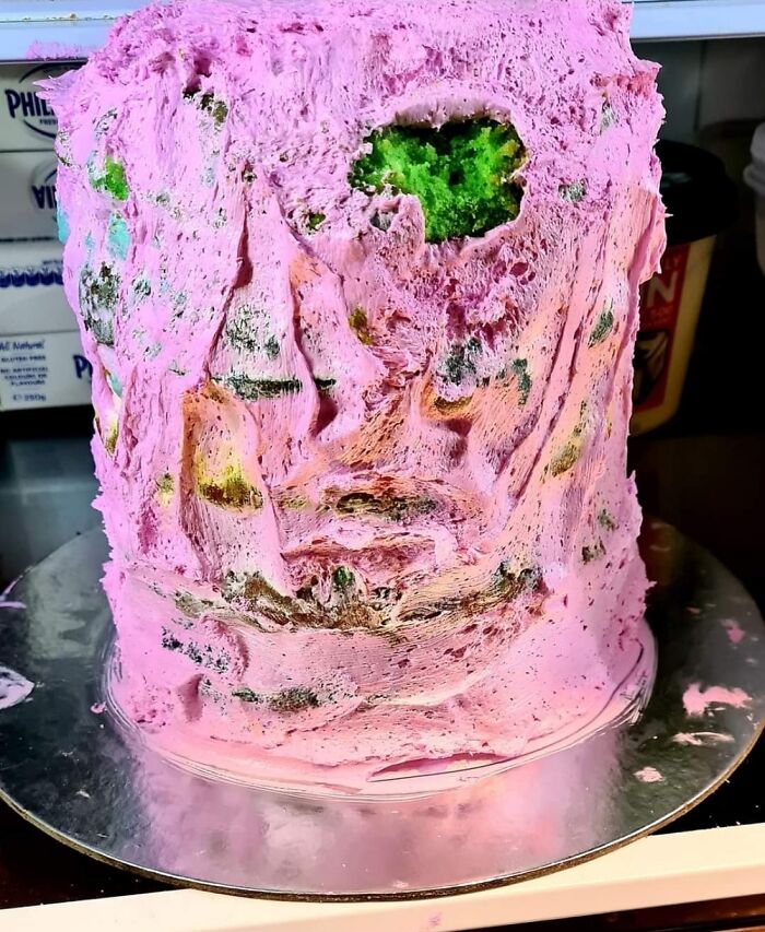 My Sugar Loving Bandit 9 Yr Old Reduced My 7 Layer Rainbow Cake To This Monstrosity Overnight