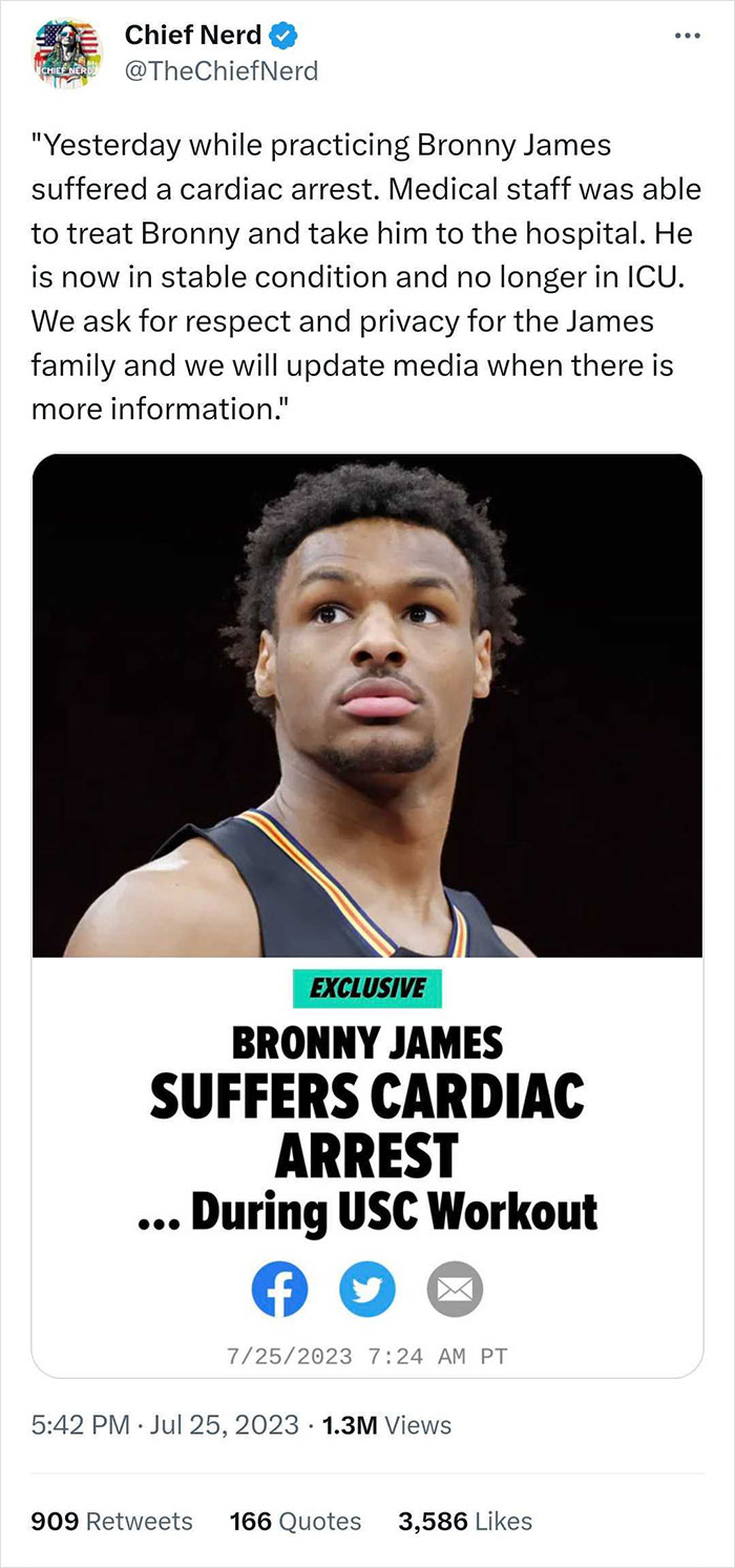 Elon Musk Responds To Bronny James’, 18, Cardiac Arrest With Anti-Vax Conspiracy, Gets Slammed Elon Musk Responds To Bronny James’, 18, Cardiac Arrest With Anti-Vax Conspiracy, Gets Slammed