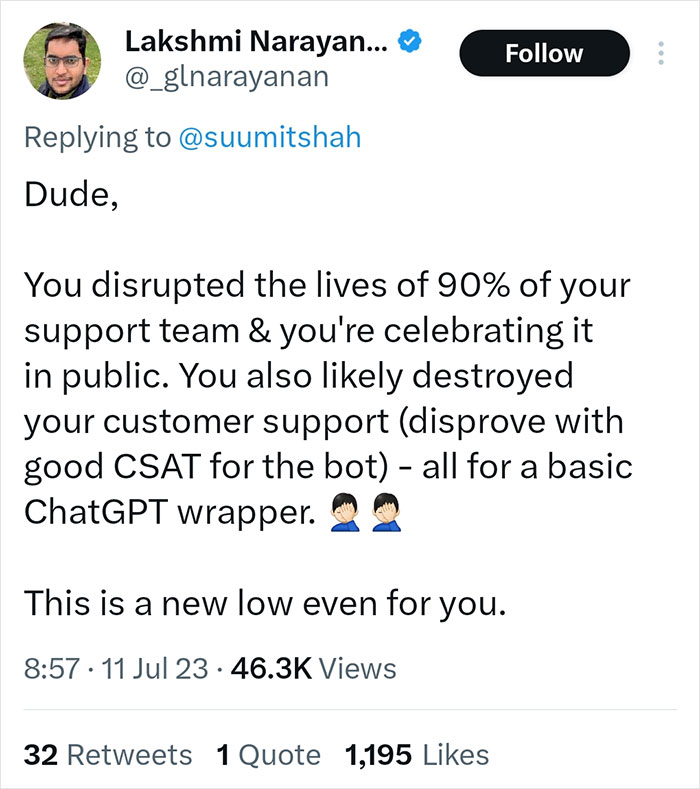 Tone-Deaf CEO Says He Fired 90% Of Staff Because Of New AI, Gets Slammed Online