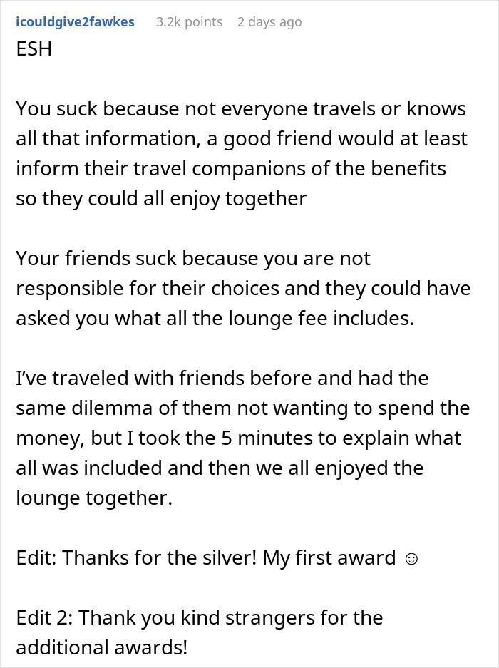 Friends ‘Visibly Angry’ As Their Pal Spends Layover In A VIP Lounge They Didn’t Want To Pay For