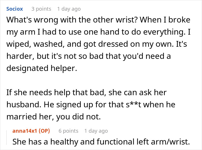 19 Y.O. Says No To Taking Care Of Mom Post Wrist Surgery, Asks If She’s A Jerk