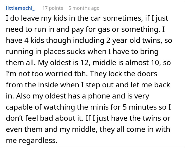 Mom Is Puzzled Whether It’s Ever OK To Leave Kids In The Car, Asks The Internet For Advice Mom Is Puzzled Whether It’s Ever OK To Leave Kids In The Car, Asks The Internet For Advice