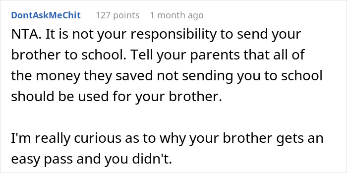Person Refuses To Help Their ‘Golden’ Child’ Brother As They Had To Make It All On Their Own Person Refuses To Help Their ‘Golden’ Child’ Brother As They Had To Make It All On Their Own