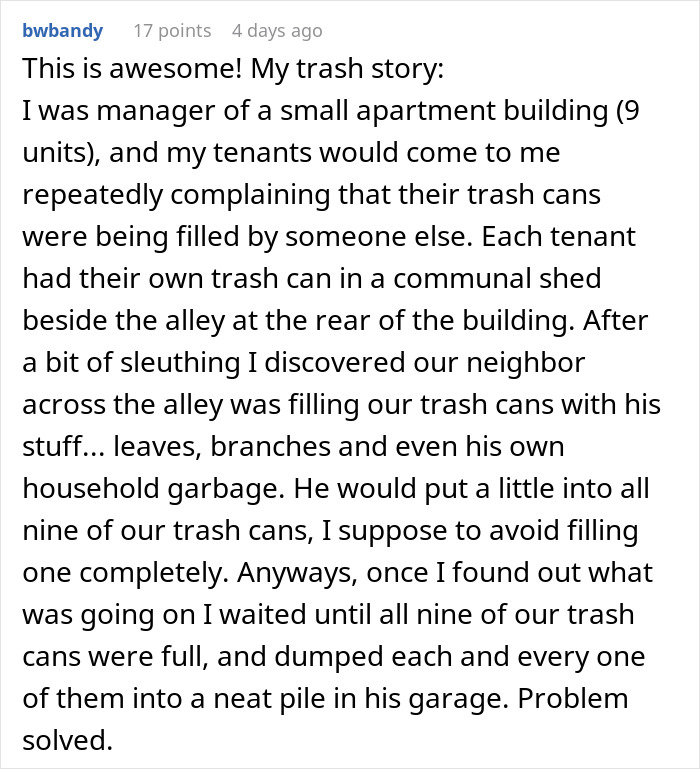 Woman Has Enough Of Neighbors Using Her Trash Can, Teaches Them A Lesson Woman Has Enough Of Neighbors Using Her Trash Can, Teaches Them A Lesson