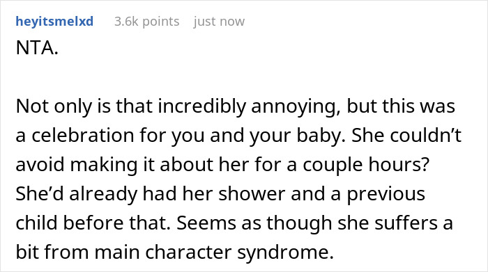 Sister Tries To Steal Woman’s Baby Shower Thunder, Gets Politely Told To Shut It