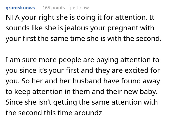 Sister Tries To Steal Woman’s Baby Shower Thunder, Gets Politely Told To Shut It