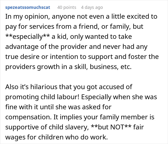 Relative Thinks 9-Year-Old “Shouldn’t Expect Payment” For 75 Cupcakes, Gets Called Out By Mom Relative Thinks 9-Year-Old “Shouldn’t Expect Payment” For 75 Cupcakes, Gets Called Out By Mom