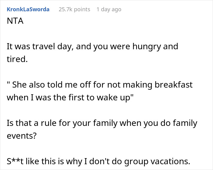 Woman Gets Grilled By SIL For Skipping Dinner And Not Making Breakfast For Them The Next Day