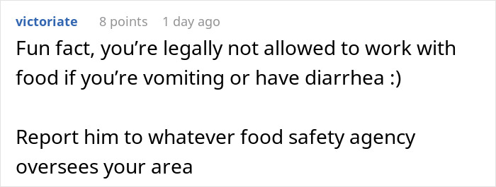 Teenager Maliciously Complies With Manager’s Request To Come Into Work While Sick, Throws Up