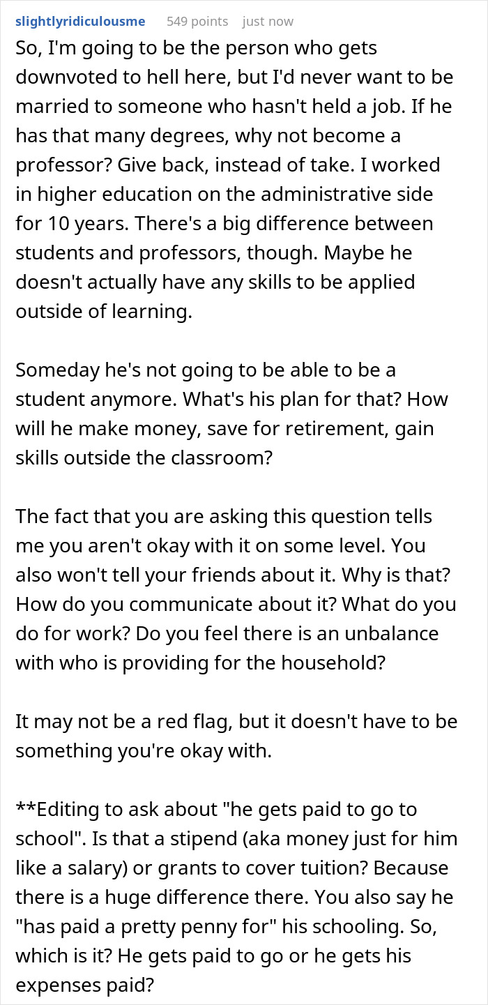 40 Y.O. Has Multiple Degrees After Being In University For 20 Years, His Wife Asks If It’s A Red Flag