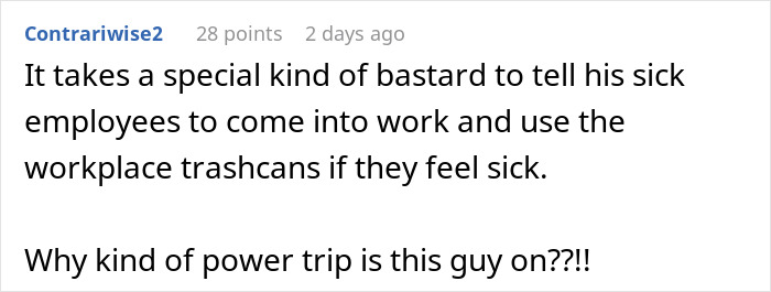 Teenager Maliciously Complies With Manager’s Request To Come Into Work While Sick, Throws Up