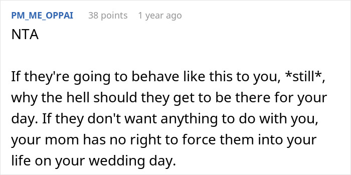 Bride Doesn’t Want Her Estranged Siblings Mentioned At The Wedding, Mom Calls Her A Bridezilla