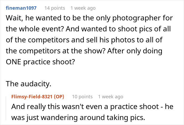 Photographer Thinks He’s Entitled To $1000 And Free Specialized Training, Gets Reality Check