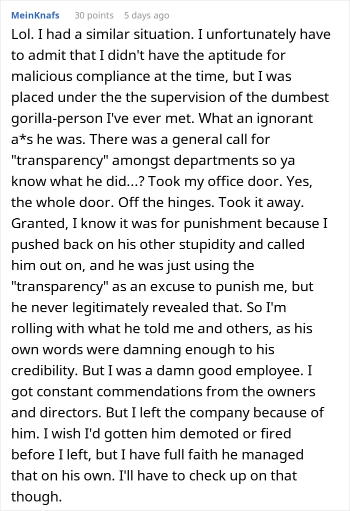 Employee Engages In Malicious Compliance To Show Their Superior That Micromanaging Is Not The Answer Employee Engages In Malicious Compliance To Show Their Superior That Micromanaging Is Not The Answer