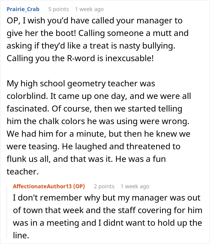 'Karen' Makes Fun Of Employee For Being Colorblind, He Makes Sure She Regrets It 'Karen' Makes Fun Of Employee For Being Colorblind, He Makes Sure She Regrets It