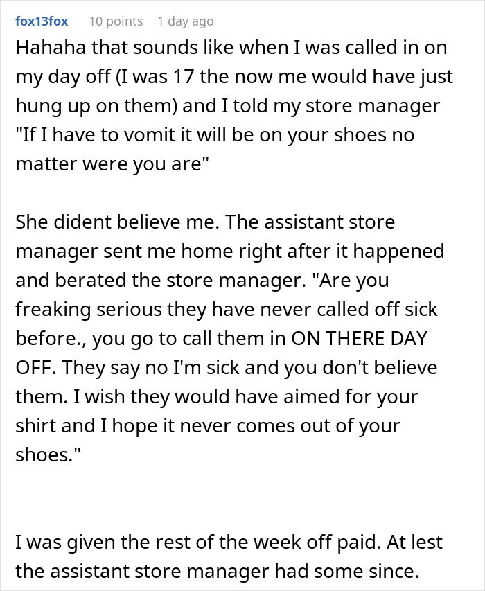 Teenager Maliciously Complies With Manager’s Request To Come Into Work While Sick, Throws Up