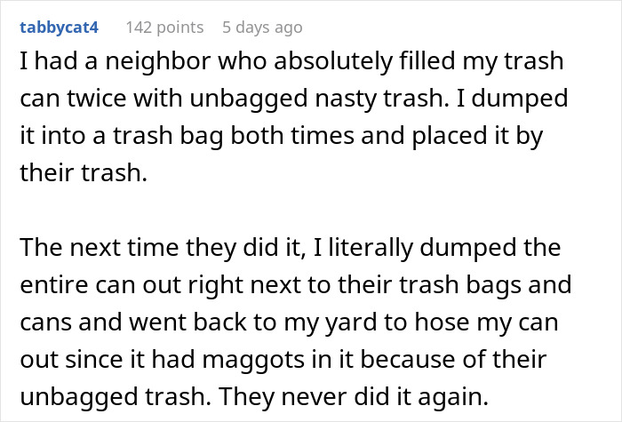 Woman Has Enough Of Neighbors Using Her Trash Can, Teaches Them A Lesson